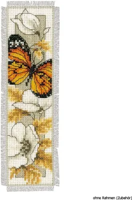 Produktbild von Lesezeichen von Vervaco „Brauner Schmetterling auf Blumen“, Zählmotiv
