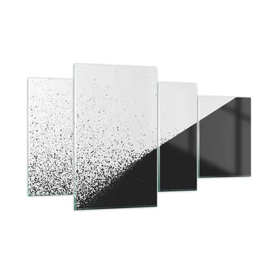 Produktbild von Bilder auf glas - 4 Teile - Schwarzweiß Hintergrund Geometrie - 120x70cm - Glasbilder - Wandbilder - Bilder - Wanddekoration aus Glas - Glas Bilder - Wandbild auf Glas - GDL120x70-4989