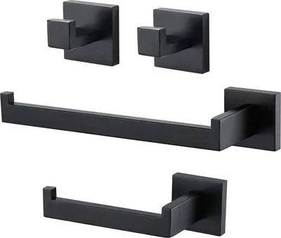 Image de Ensemble de salle de bain 4 pièces en acier inoxydable noir mat