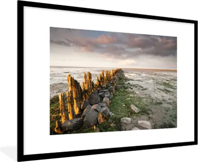 Produktbild von MuchoWow® MuchoWow® Gerahmtes Poster Meer - Steine - Niederlande 90x60 cm - Poster mit zchwarzem Bilderrahmen - Wanddekoration - Fotos
