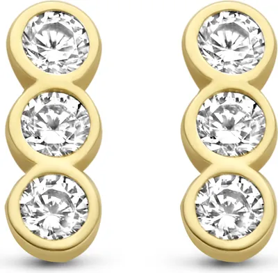 Produktbild von Neu Bling 9NBG-0273 Gold-Ohrstecker - Frauen - 3 Zirkonia-Steine - 6,1 x 2,4 mm - 14 Karat - Gold