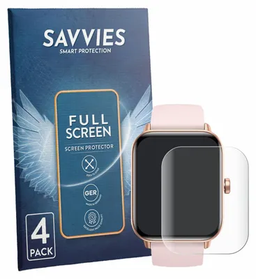 Produktbild von 4x Savvies Fullscreen Schutzfolie für Trunsif Smartwatch 1.85" Displayschutz Folie Fullcover Klar Transparent