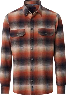 Produktbild von CASAMODA Herren Hemdjacke Langarm Kent Casual Flanell Orange Karo L