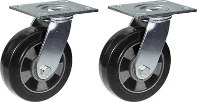 Immagine prodotto di 152 mm 6" rotelle girevoli in gomma nera con capacità di carico di 660 kg, set di 2