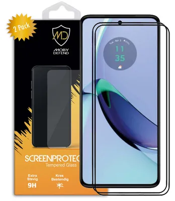 Productafbeelding van 2-Pack MobyDefend Screenprotectors - Geschikt voor  Motorola Moto G84  -  Screensavers Met Zwarte Randen - Gehard Glas