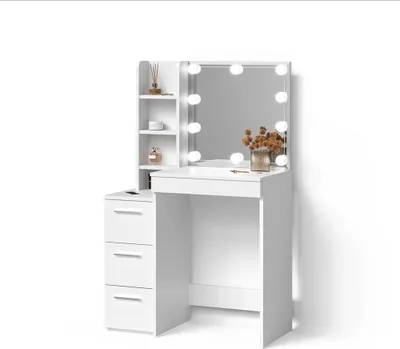 Produktbild von Schminktisch Livinity Ivera Weiß 79.9 cm mit LED Beleuchtung, Model 52359