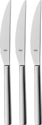 Produktbild von Silit Steakmesser Set Trend, 3-teilig, aus rostfreiem Klingenstahl, Wellenschliff, spülmaschinenfest