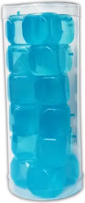 Produktbild von 18x EISWÜRFEL Kunststoff wiederverwendbar Kühlsteine Eis Cube Würfel Whiskysteine Whisky Steine Stones Wein Sekt Kühler 67 (Blau)