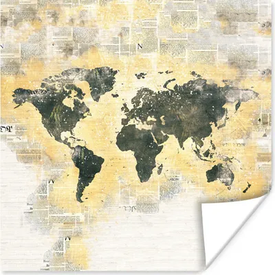 Produktbild von MuchoWow® Poster Weltkarte - Farben - Aquarellfarben 50x50 cm - Wohnzimmerdekoration