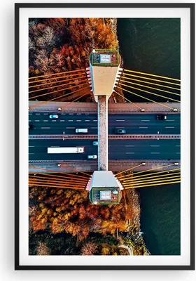 Produktbild von Gerahmtes Poster - Schwarzer Rahmen - Brücke Siekierkowski Warschau - 61x91,5 cm - Wand Bild - Wanddeko - Wandbilder - Kunstposter - Wandposter - Bilderrahmen - Bilder - Kunstdruck - P2BPA61x91-4663