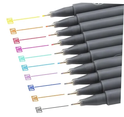 Immagine prodotto di Pennarelli a punta fine, confezione da 10 pezzi, 0,38 mm, in plastica, con punta porosa, ideali per progetti artistici