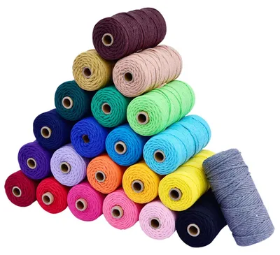 Productafbeelding van Macrame Katoen Draad 3mm 100m - Gekleurd Katoenkoord