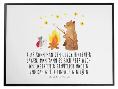 Produktbild von Mr. & Mrs. Panda tischpad Bär & Marienkäfer Lagerfeuer - Weiß - Geschenk, Schreibunterlage, malunterlage, schreibtischunterlage, schreibtischunterlagen, schreibtischmatte