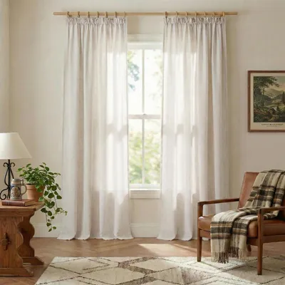 Immagine prodotto di Tende trasparenti in lino, altezza 260 cm, larghezza 140 cm (confezione da 2), colore crema