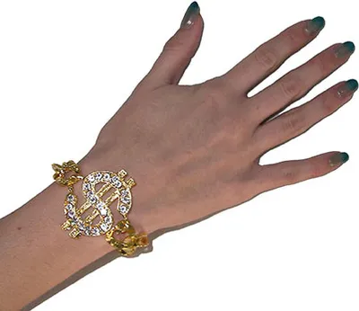 Produktbild von Armband mit Dollar Zeichen und Strass - Gold