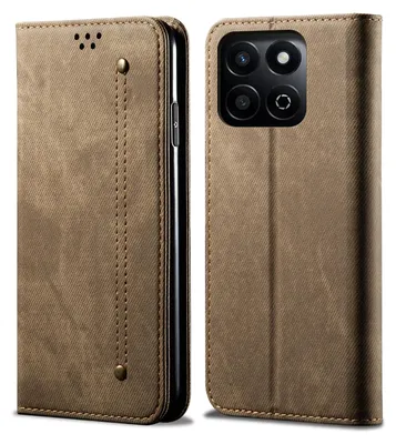 Image de Etui pour Honor Play 60 Plus/Honor 200 Smart, étui portefeuille en cuir avec fermeture magnétique et support Kaki