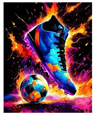 Image de Kit de peinture par numéros pour adultes, motif : ballon de football, dimensions : 40x50 cm