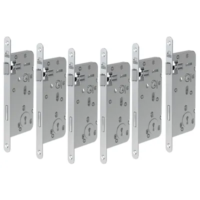 Produktbild von BASI - Einsteck-Zimmertürschloss - SET - 6x ES 922 Ö - Lochung: Buntbart - Stulp 18 mm abgerundet - R/L - 6xÖ9210-0001