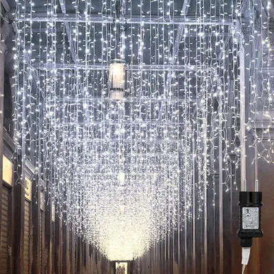Obrázok produktu pre SWANEW 10m LED Icicle vianočné záhradné opony, studená biela