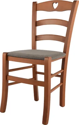 Produktbild von t m c s Tommychairs - Stuhl CUORE für Küche und Esszimmer, Robuste Struktur aus lackiertem Buchenholz im Farbton Kirschholz und gepolsterte Sitzfläche mit Stoff in der Farbe Rehbraun bezogen