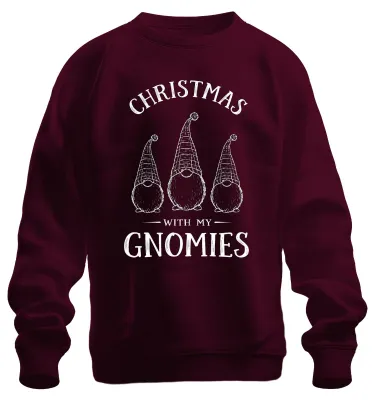 Produktbild von Christmas with my Gnomies Weihnachten Weihnachtswichtel Sweatshirt Pullover, Burgundy, S