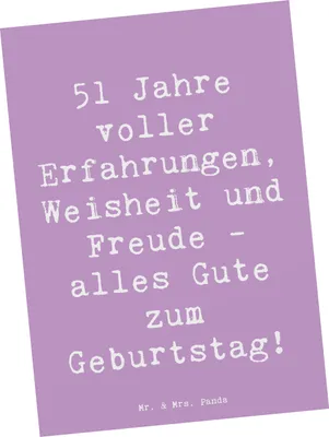 Produktbild von Mr. & Mrs. Panda Postkarte Spruch 51. Geburtstag - Lavendeltraum - Geschenk, Wohlbefinden, Ansichtskarte, Postkarten, Freude, Ansichtskarten, Geschenkideen, Alter