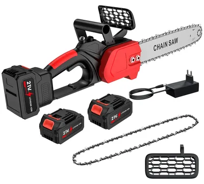 Obrázek produktu pro Elektrická řetězová pila - 30 cm, akumulátorová řetězová pila - bezkartáčový motor, automatické mazání řetězu, 3500 W, 2 akumulátory