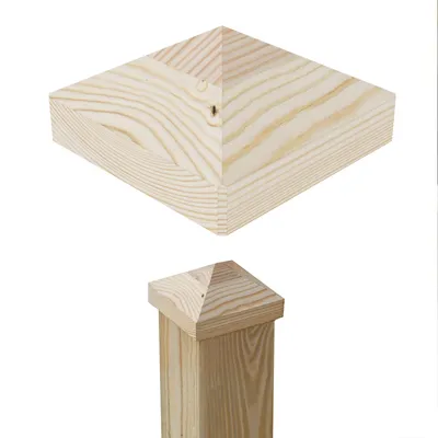 Produktbild von QLS 1 Stück Pfostenkappe 9x9 cm aus Holz Pyramiden Form für Holz-Balken Pfosten 11244