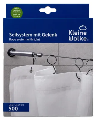 Produktbild von Kleine Wolke Seilsystem mit Gelenk Chrom 500 cm Duschvorhangstange Bad NEU