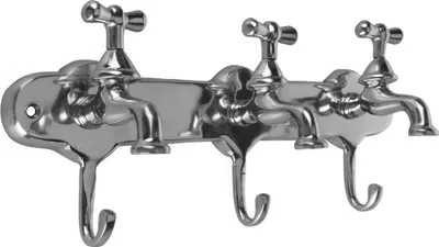 Produktbild von Garderobenhaken Silber 40x18x12cm Wandgarderobe Wasserhahn Wandhaken Hakenleiste