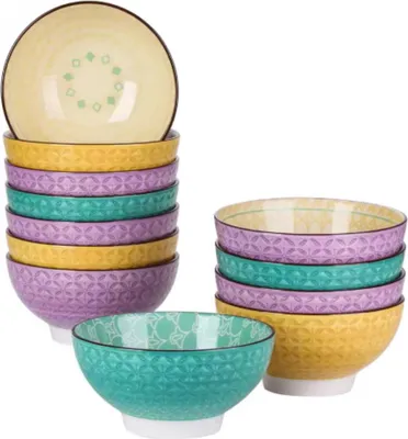 Produktbild von Valentina Serviesset Valenza – 12-teilig – 12 Personen – Mosaik – Essteller – Tafelservice – Tiefe Teller – Frühstücksteller – Servies – Küchenservies