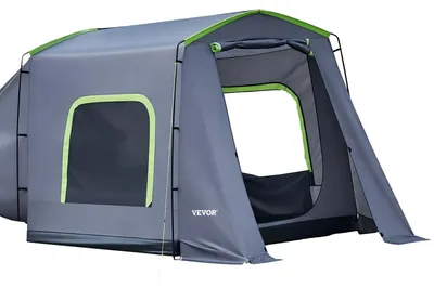 Obrázek produktu pro Velký stan pro SUV, určený pro 59 osob, rozměry 3,23 x 2,44 m. Celoroční stan pro zadní část SUV s větranými dveřmi a síťovými okny, vodotěsný (PU3000mm), vhodný pro kempování a turistiku