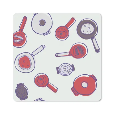 Produktbild von MuchoWow® Mauspad Mousepad Muster - Kochen - Pfanne - Lebensmittel 20x20 cm - Mousepads - Maus Mat - Pad - Mausunterlage - Desk Mat - Bureauartikeln