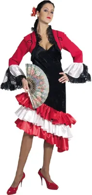 Produktbild von M208123-M schwarz-rot-weiß Damen Seniorita Flamincokleid Gr.M