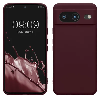 Produktbild von kwmobile Slim Case kompatibel mit Google Pixel 8 Hülle - Handyhülle aus Silikon in Bordeaux Violett