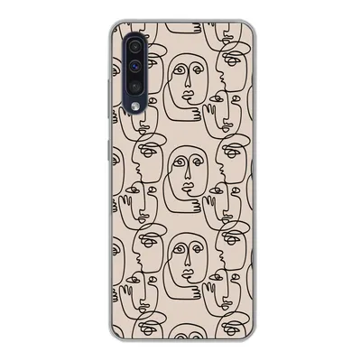 Produktbild von MuchoWow® Handyhülle Schutzhülle Hülle für Samsung Galaxy A30s Muster - Kopf - Strichzeichnung Silikon Softcase Handy Hülle - Karteninhaber