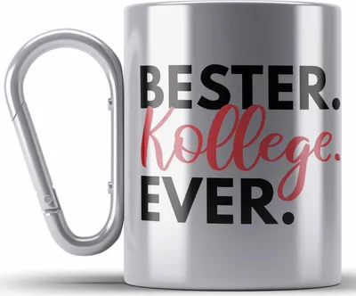 Produktbild von Trendation - Bester Kollege Edelstahl Tasse Karabiner Geschenk Lieblingskollege Abschiedsgeschenk Karabiner Edelstahl Tasse Karabiner Edelstahl Kollegen Büro (Silber)