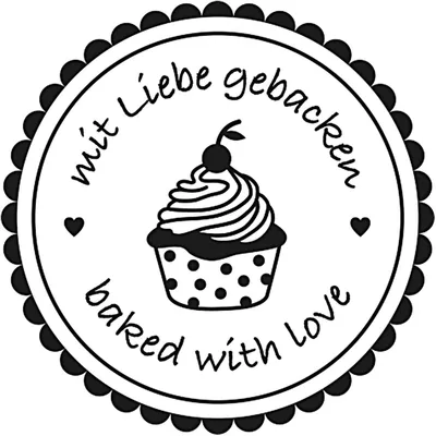Produktbild von Holz Stempel Cupcake mit Liebe gebacken baked with Love 35 x 35 mm