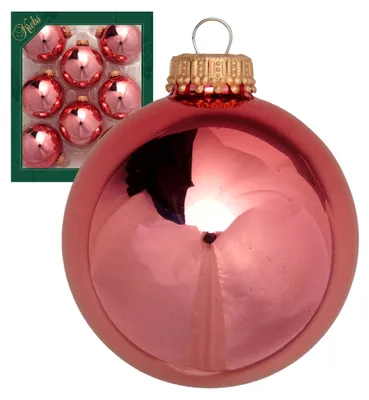 Produktbild von Krebs Glas Lauscha Christbaumkugeln - 8er Set - Altrosa Glanz - aus Glas - Unifarbende Kugeln - ca. 7cm