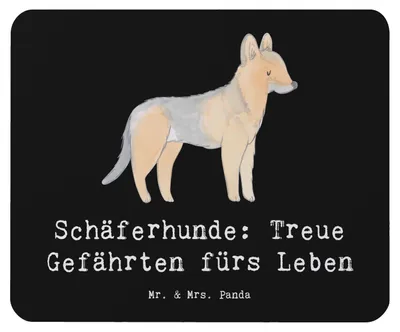 Produktbild von Mr. & Mrs. Panda Mousepad Schäferhund Gefährten - Schwarz - Geschenk, loyaler Hund, intelligenter, Polizei, Hunderassen Beschreibung, Hunderasse, mousematte, Mauspad, pc