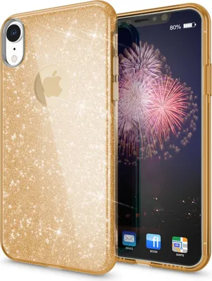 Produktbild von NALIA Hülle für iPhone XR, Handyhülle Glitzer Ultra-Slim Silikon-Case Back-Cover Gold