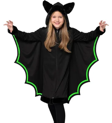 Fledermauskostüm für Mädchen, Glow-in-the-Dark, Large (10-12 J.)