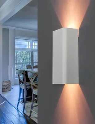 Produktbild von Wandleuchte eckig Wandlampe Up Down Weiß GU10 bis 35 Watt 230V Metall Lampe Wohnzimmer modern Hotelleuchte Esszimmer Beleuchtung Küche Flur Leuchte