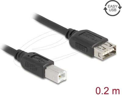 Zdjęcie produktu dla DELOCK USB 2.0 Kabel USB Typ-B St zu USB Typ-A Bu 0,2 m