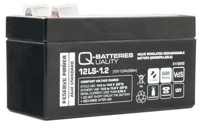 Produktbild von Q-Batteries 12LS-1.2 12V 1,2Ah Blei-Vlies Akku / AGM VRLA mit VdS