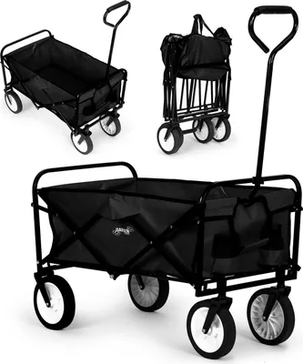 Immagine prodotto di Carrello da trasporto pieghevole, grande carrello da spiaggia e da giardino, 70 kg, nero