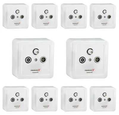 Produktbild von PremiumX 10X PX3 Antennendose 3-Fach Enddose Antennen-Dose Einzel und Stichleitungsdose Aufputz Unterputz SAT-TV-RADIO HD Multimediadose