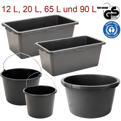 Produktbild von Mörtelkasten Mörtelkübel Zement Maurer Wanne Eimer 5 Stück 65L rund