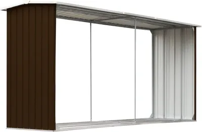 Zdjęcie produktu dla Wiata na drewno, stal galwanizowana, 330 x 92 x 153 cm, brązowa