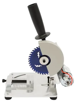 Produktbild von Multifunktion Mini Tischkreissäge - 10 cm Gehrungssäge für Metall - 0–45° Schnittwinkel - 96 W Motor - DC 12–24 V, 110–220 V AC (Netzteil 200 W) - Silber